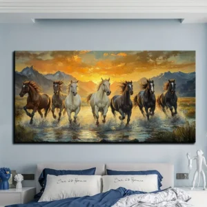 Elegant Feng Shui Seven horse canvas