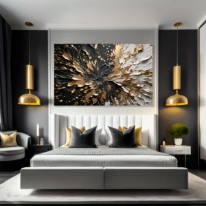 Modern abstract black gold  splash  wall mural,