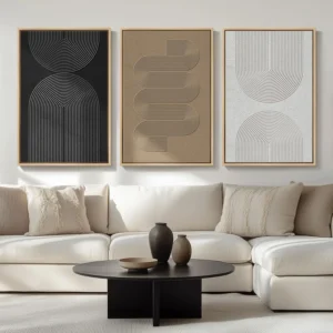 , 3-Piece Boho Canvas Prints for Living Room,