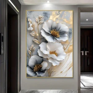 1 modern luxuryframed 3D floral painting,