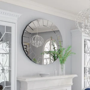 Round Silver Wall-mounted Mirrors for Living Room,