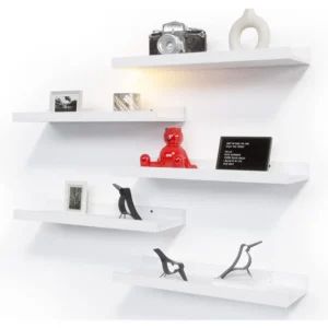 5 Set White Floating Shelves,