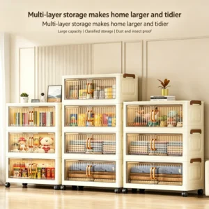5-tier foldable stackable plastic storage cabinet,